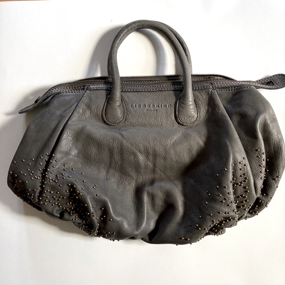 LIEBESKIND Berlin Gray handbag with brass bead details